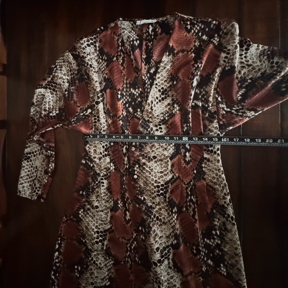 Mango Snake Print Maxi Shirt Dress V-Neck Long Sleeve - Picture 5 of 12